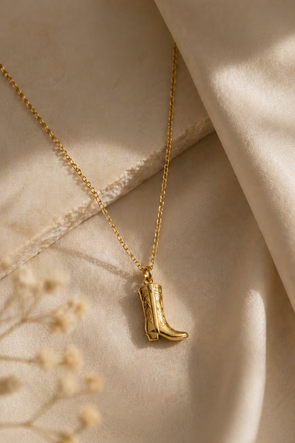 Cowboy Boot Necklace -  vergoldeter Edelstahl