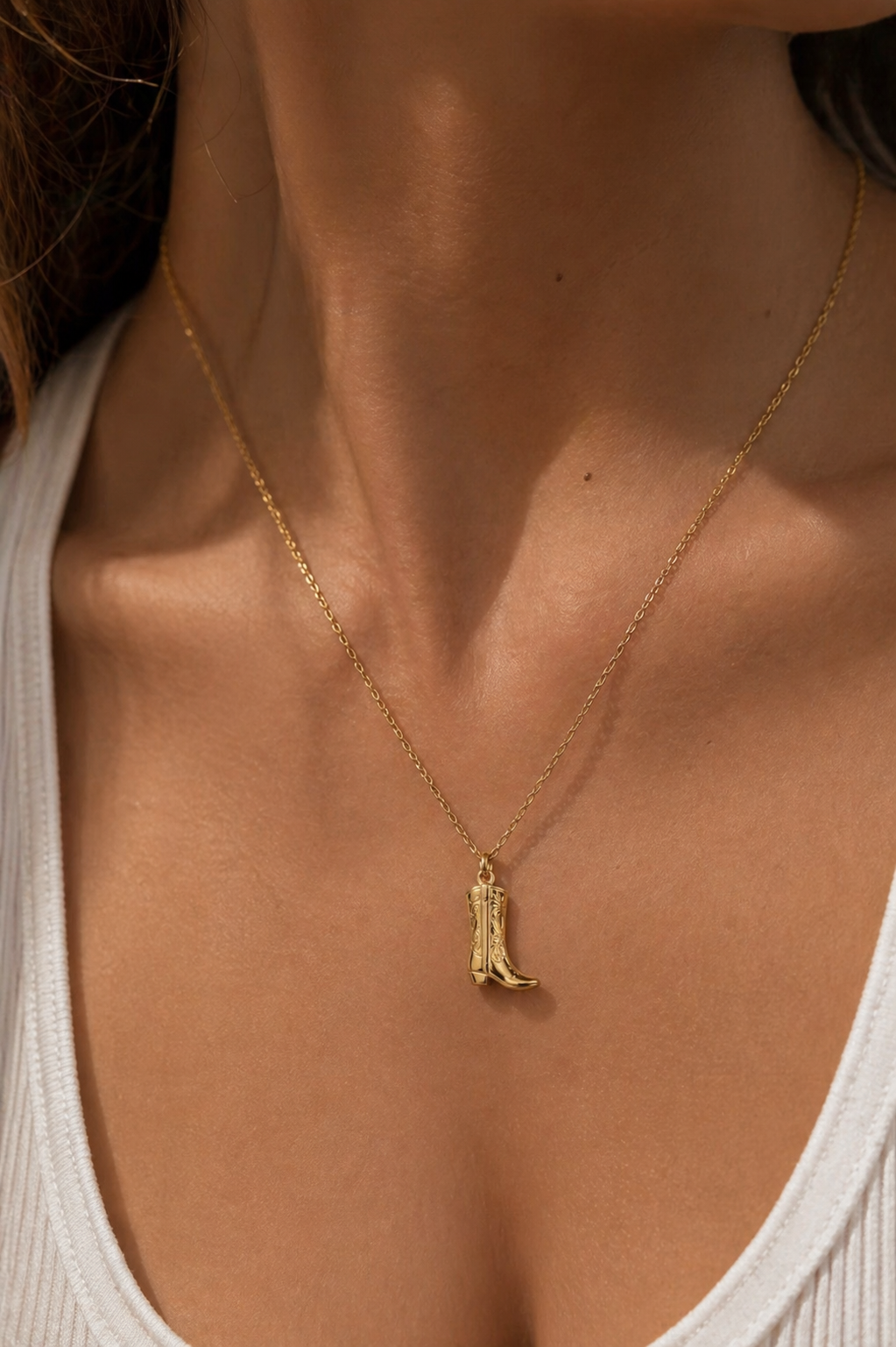 Cowboy Boot Necklace -  vergoldeter Edelstahl