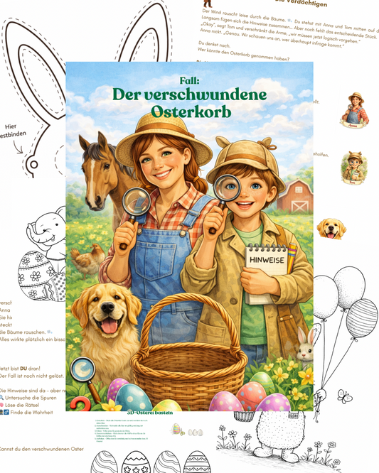 Oster Detektivfall für Kinder – Der verschwundene Osterkorb & bastel bedarf