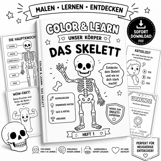 Color & Learn – Unser Körper | Heft 1: Das Skelett